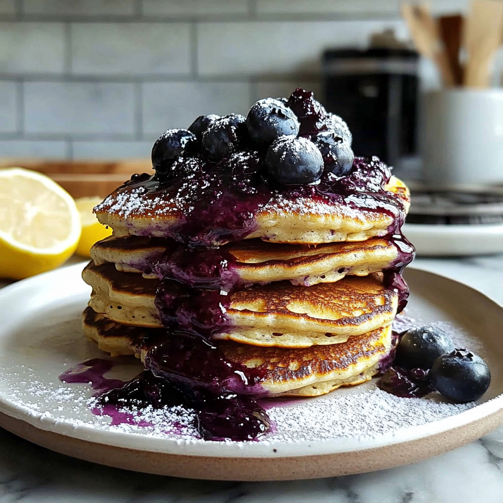 Lemon blueberry ricotta pancakes