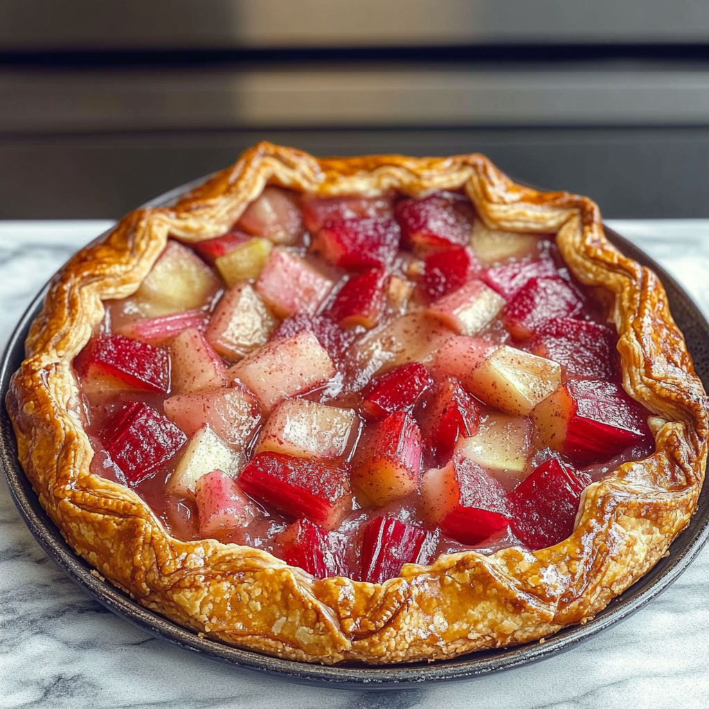 Rhubarb galette recipe with almond crust