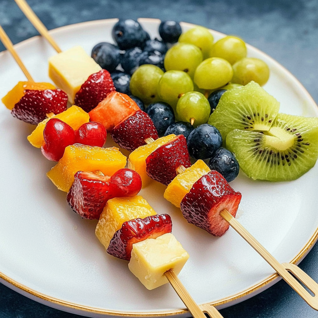 Back-to-school fruit and cheese skewers