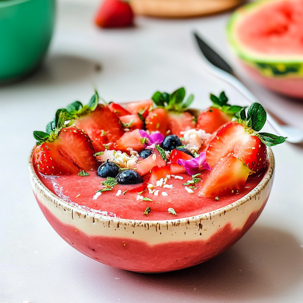 Watermelon and Strawberry Smoothie Bowl