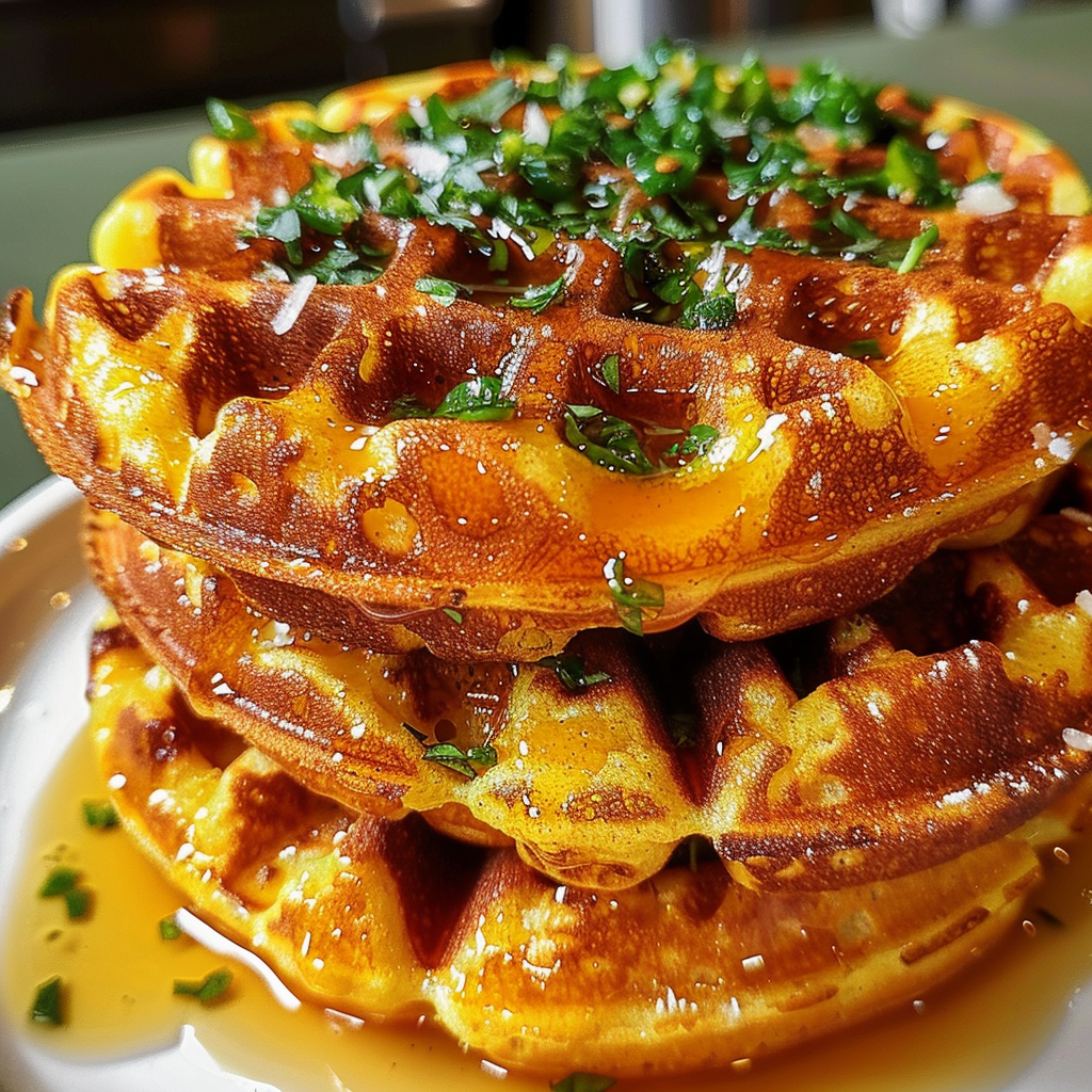 Cheddar Jalapeño Cornbread Waffles