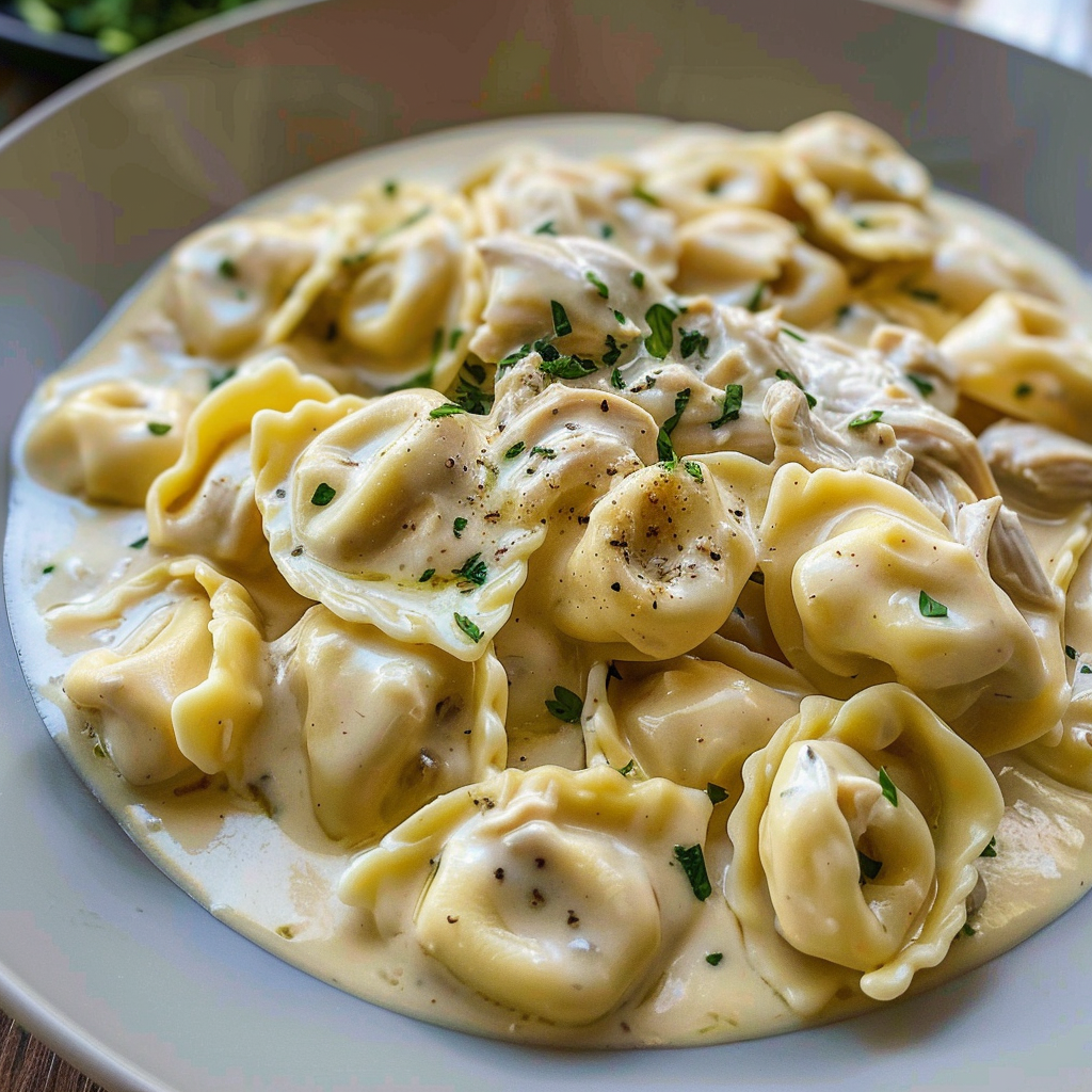 Crockpot Chicken Alfredo Tortellini