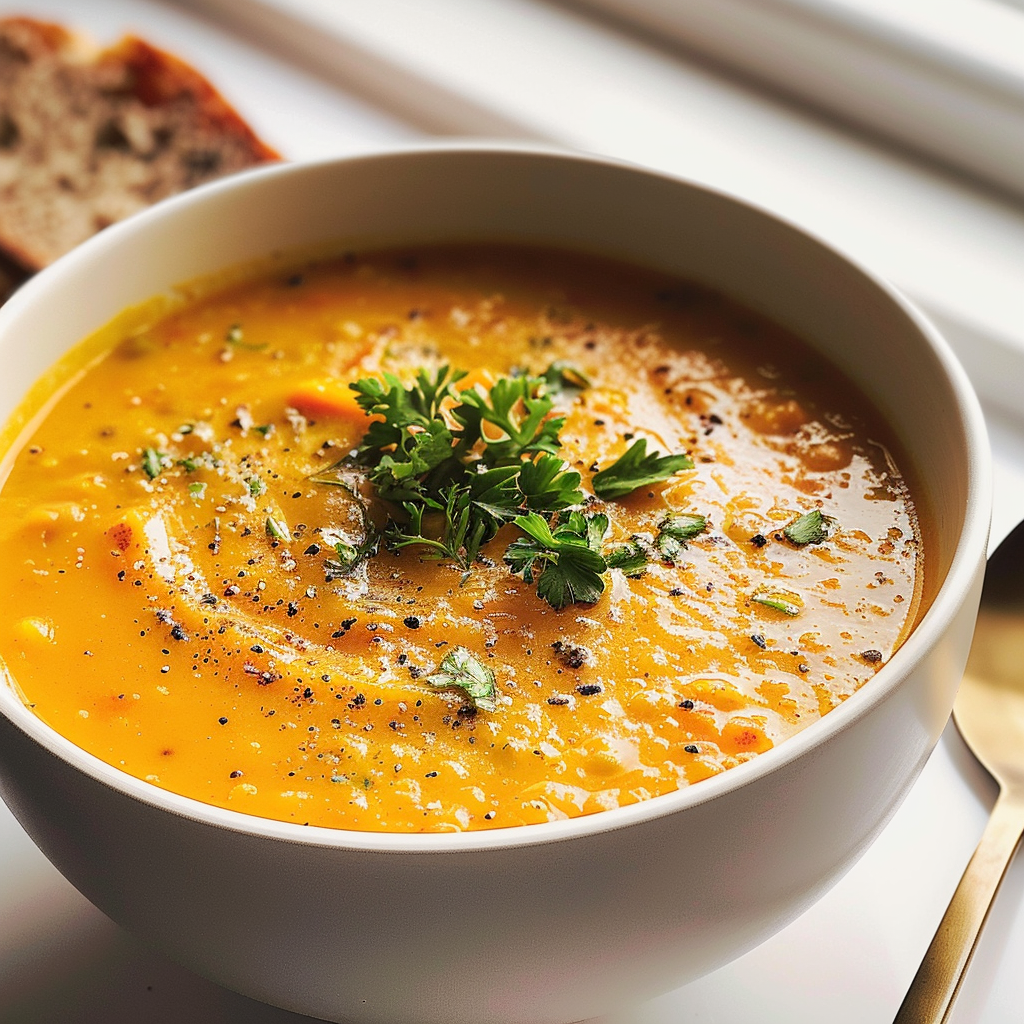 One Pot Creamy Carrot Lentil Soup