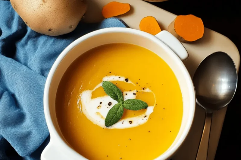 Roasted Butternut Squash Sweet Potato and Carrot Soup