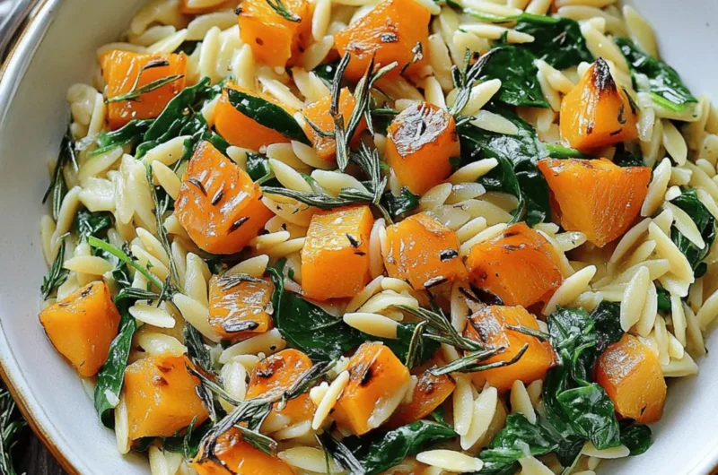 Creamy Orzo with Roasted Butternut Squash and Spinach