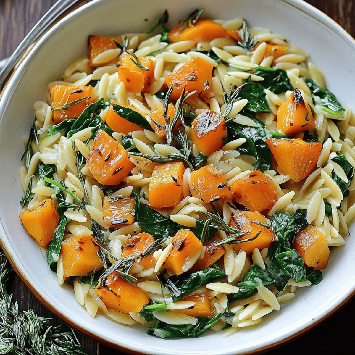 Creamy Orzo with Roasted Butternut Squash and Spinach